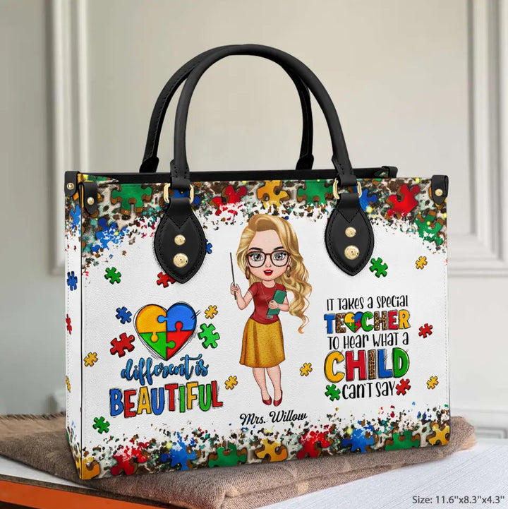 Personalized Leather Bag - Gift For AU Teacher - Different Is Beautiful ARND0014