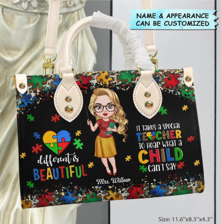 Personalized Leather Bag - Gift For AU Teacher - Different Is Beautiful ARND0014