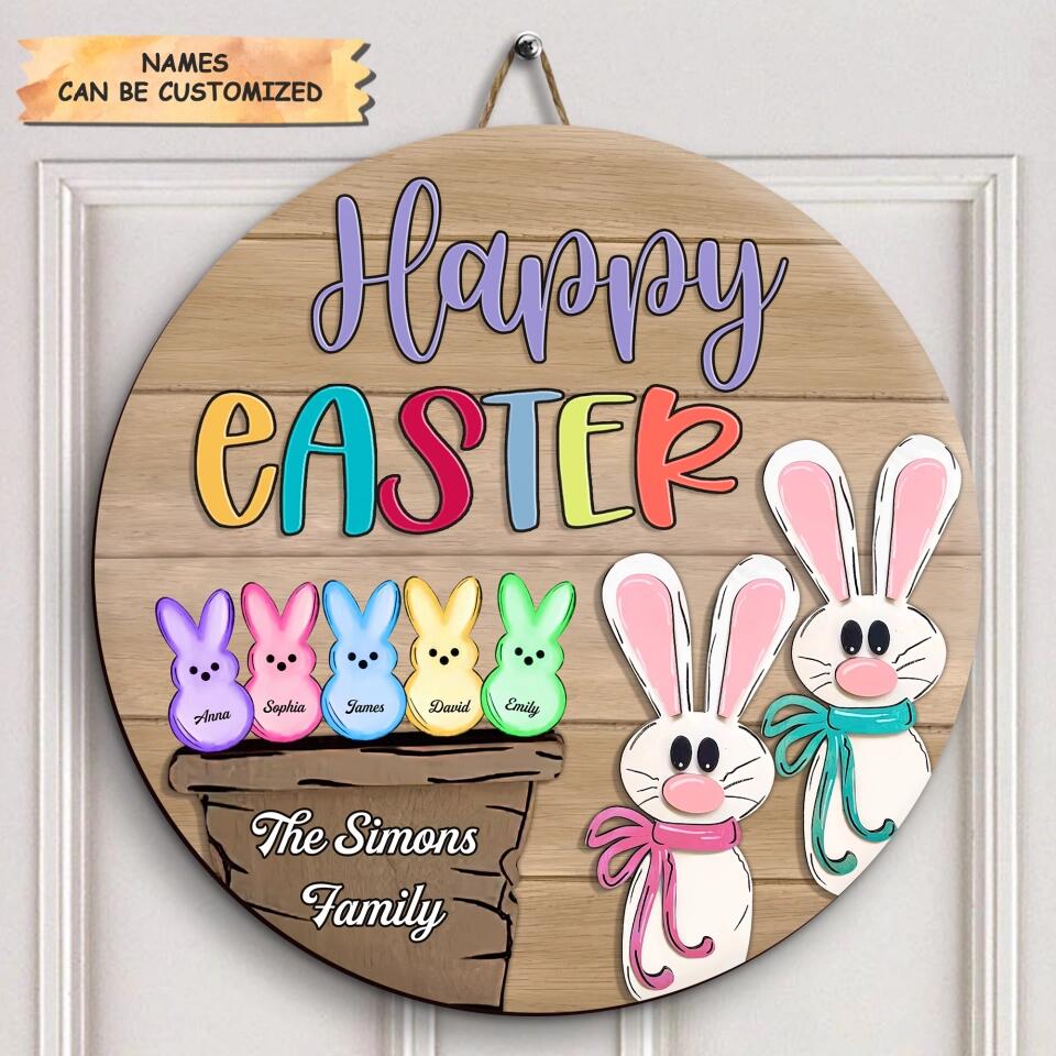 Happy Easter - Personalized Door Sign - Easter Gift For Family Members