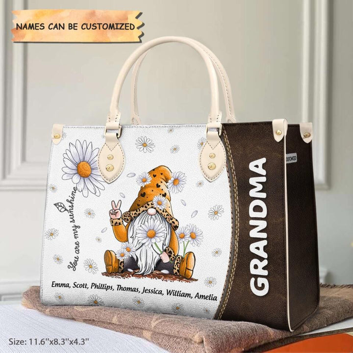 Personalized Leather Bag - Gift For Grandma - You Are My Sunshine Daisy ARND0014