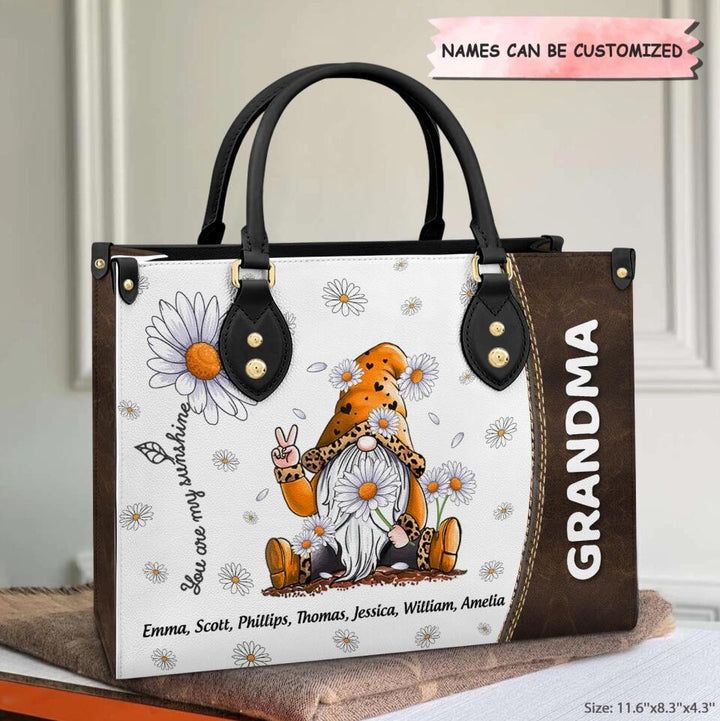 Personalized Leather Bag - Gift For Grandma - You Are My Sunshine Daisy ARND0014