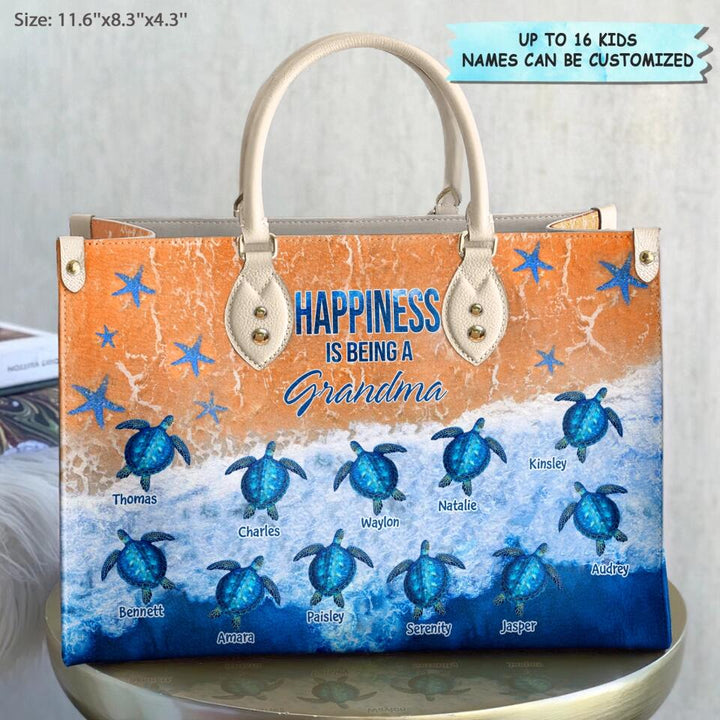 Personalized Leather Bag - Gift For Grandma - Happiness Is Being A Grandma ARND0014