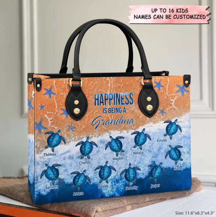 Personalized Leather Bag - Gift For Grandma - Happiness Is Being A Grandma ARND0014