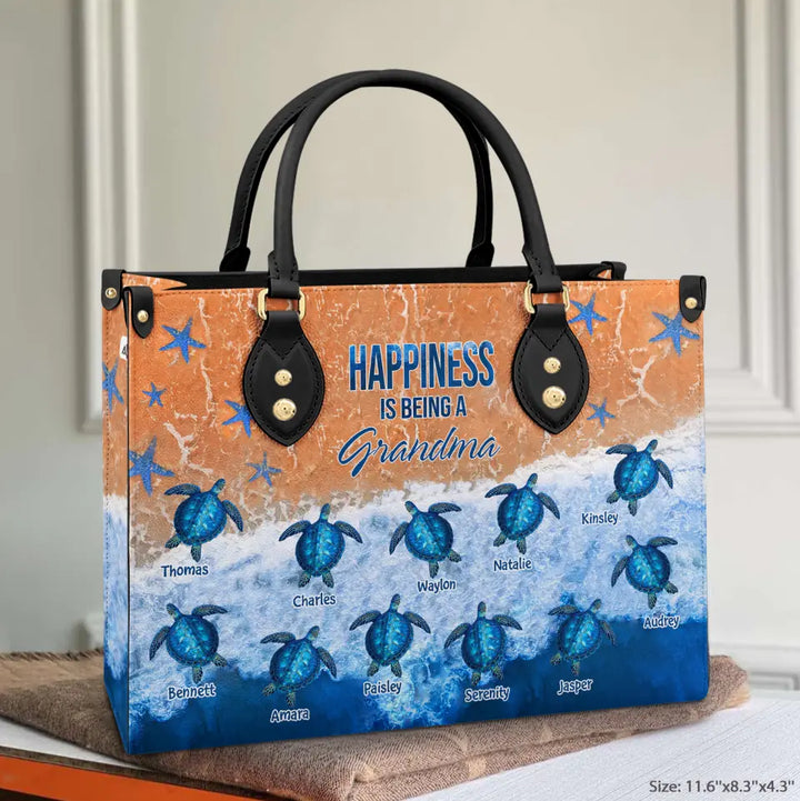 Personalized Leather Bag - Gift For Grandma - Happiness Is Being A Grandma ARND0014