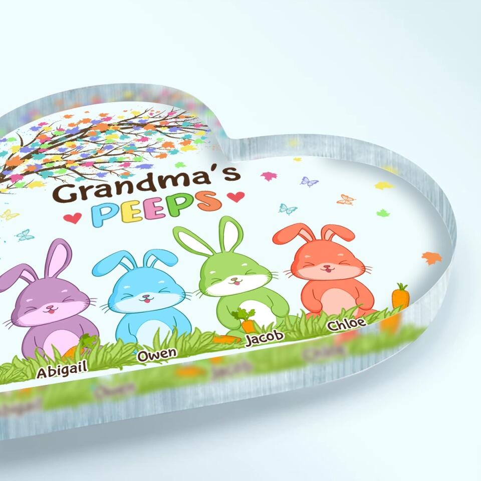 Grandma's Peeps  - Personalized Heart-shaped Acrylic Plaque - Easter Gift For Family