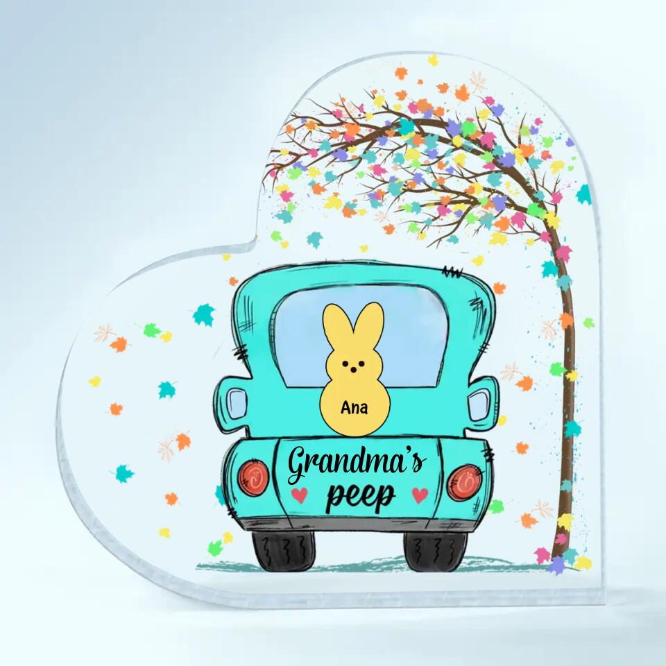 Grandma's Peeps Truck - Personalized Heart-shaped Acrylic Plaque - Easter Gift For Grandma, Mom