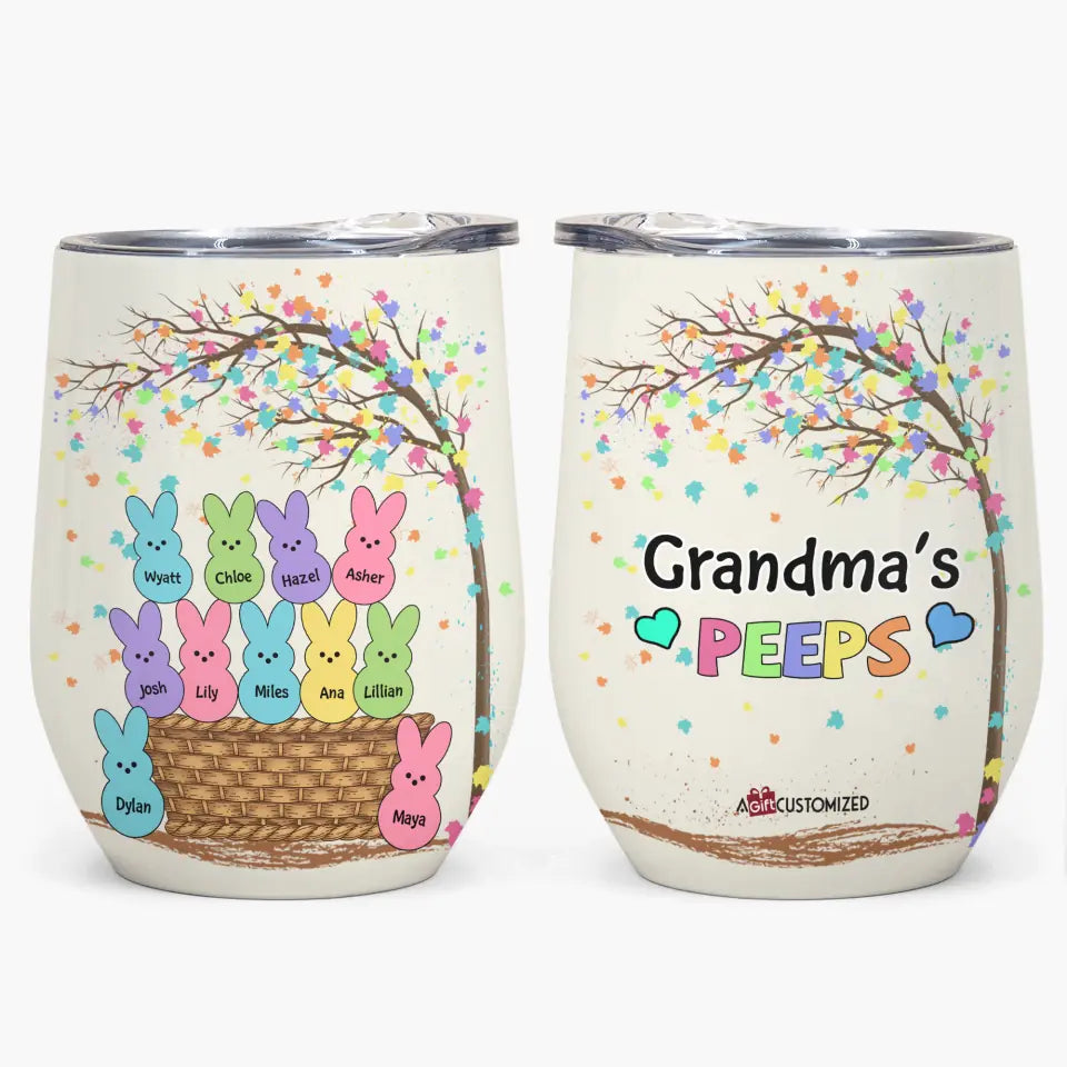 Grandma's Peeps - Personalized Wine Tumbler - Easter Gift For Mom & Grandma