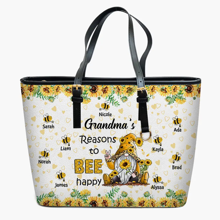 Personalized Leather Bucket Bag - Gift For Grandma - Grandma's Reasons To Bee Happy ARND037