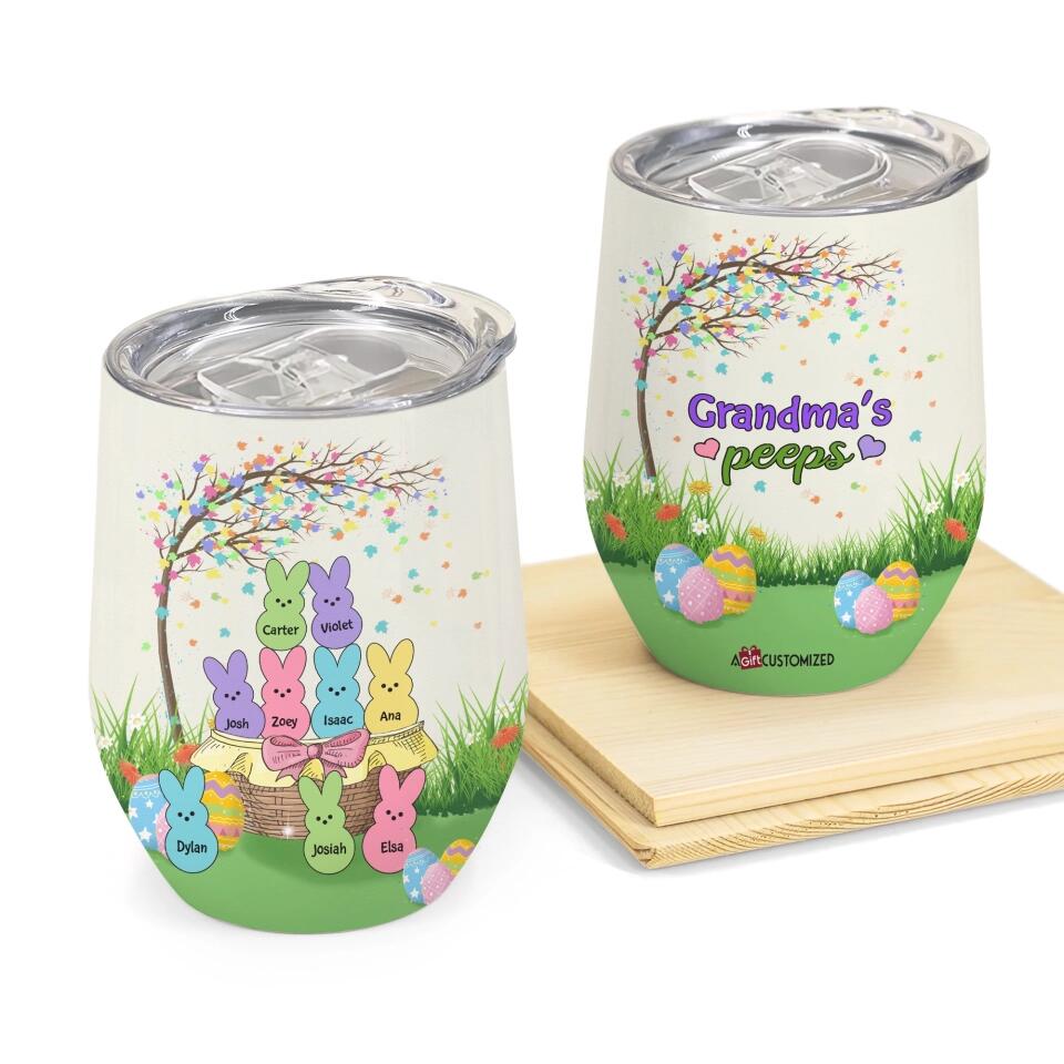 Grandma's Peeps - Personalized Wine Tumbler - Easter Gift For Family