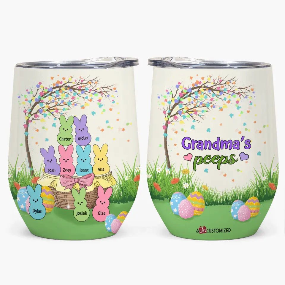 Grandma's Peeps - Personalized Wine Tumbler - Easter Gift For Family