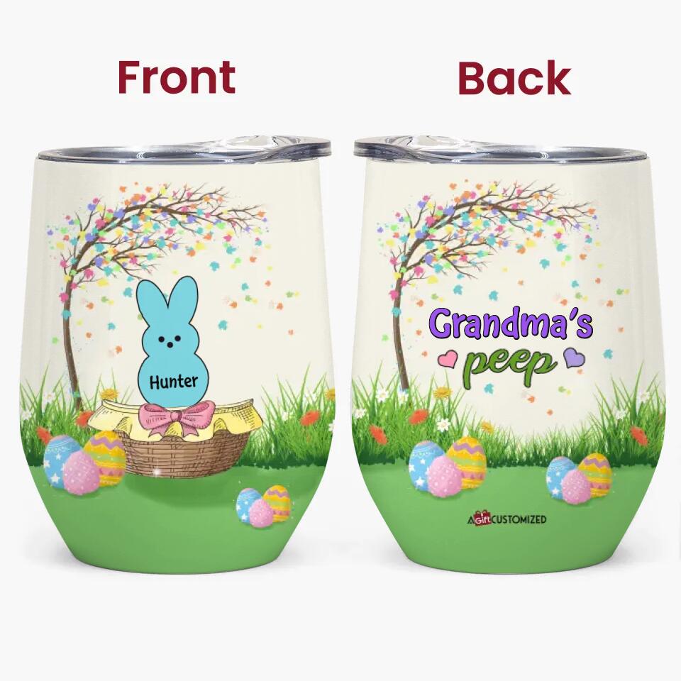 Grandma's Peeps - Personalized Wine Tumbler - Easter Gift For Family