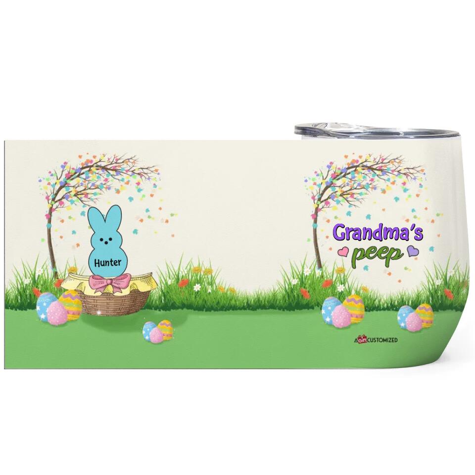 Grandma's Peeps - Personalized Wine Tumbler - Easter Gift For Family