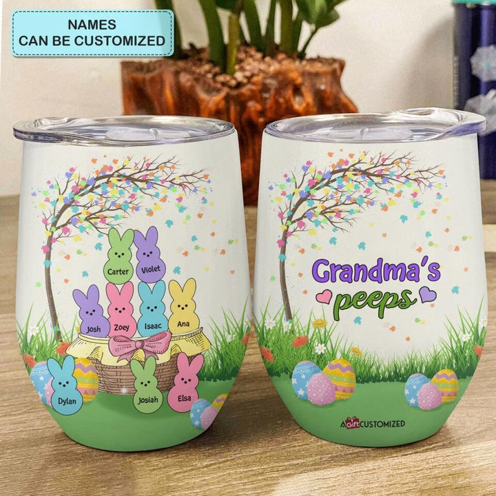 Grandma's Peeps - Personalized Wine Tumbler - Easter Gift For Family