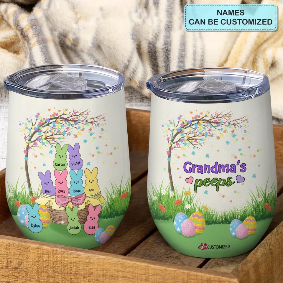 Grandma's Peeps - Personalized Wine Tumbler - Easter Gift For Family