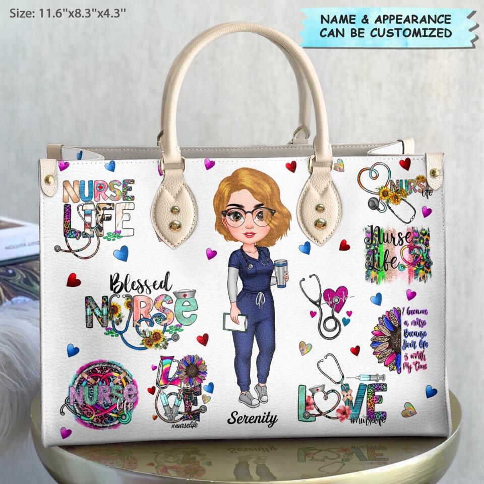 Personalized Leather Bag - Gift For Nurse - Blessed Nurse ARND018