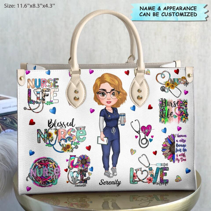 Personalized Leather Bag - Gift For Nurse - Blessed Nurse ARND018
