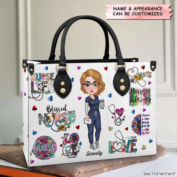 Personalized Leather Bag - Gift For Nurse - Blessed Nurse ARND018