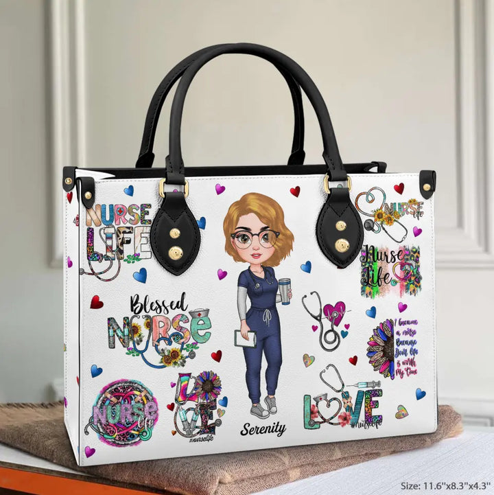 Personalized Leather Bag - Gift For Nurse - Blessed Nurse ARND018