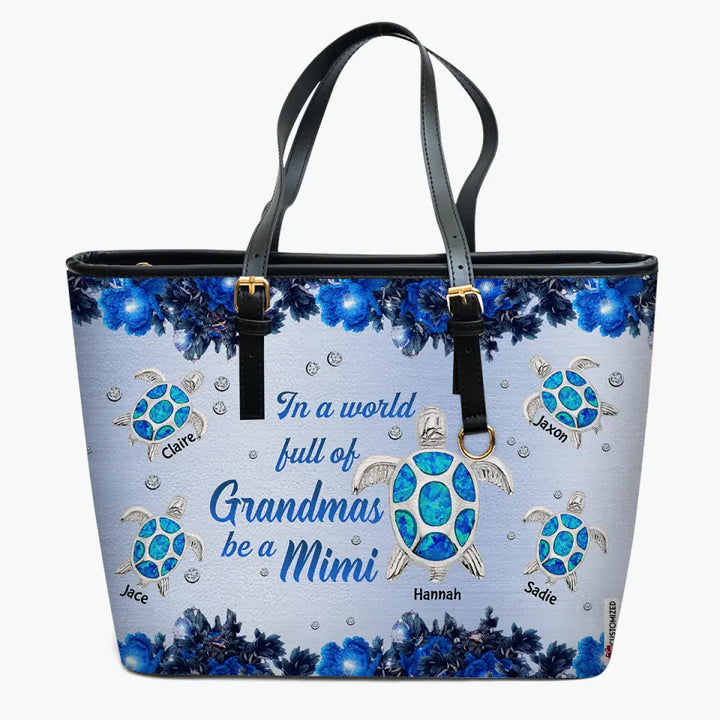Personalized Leather Bucket Bag - Gift For Grandma - Turtle Be A Grandma ARND037