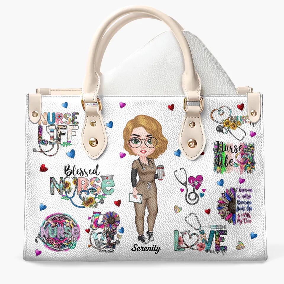 Personalized Leather Bag - Gift For Nurse - Blessed Nurse ARND018