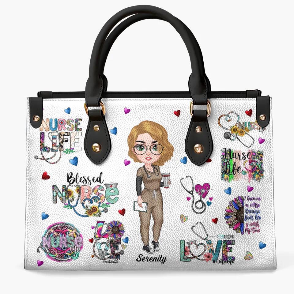 Personalized Leather Bag - Gift For Nurse - Blessed Nurse ARND018