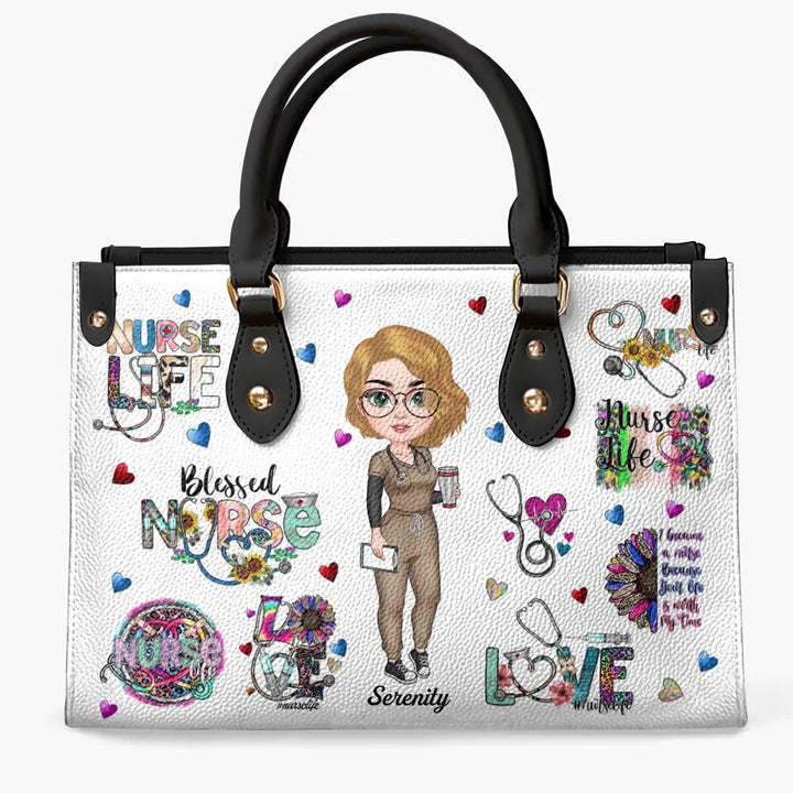 Personalized Leather Bag - Gift For Nurse - Blessed Nurse ARND018