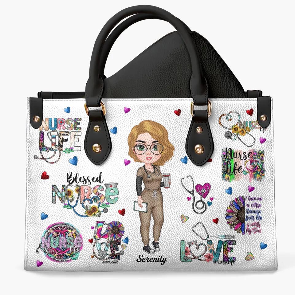 Personalized Leather Bag - Gift For Nurse - Blessed Nurse ARND018