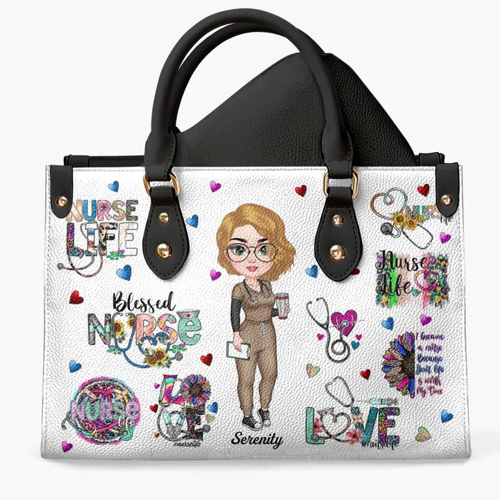 Personalized Leather Bag - Gift For Nurse - Blessed Nurse ARND018