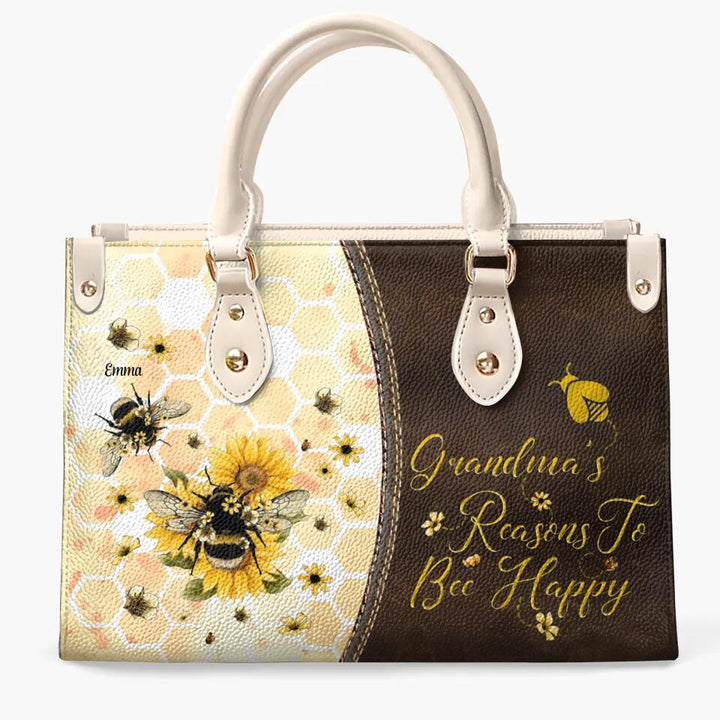 Personalized Leather Bag - Gift For Grandma - Reasons To Bee Happy ARND018