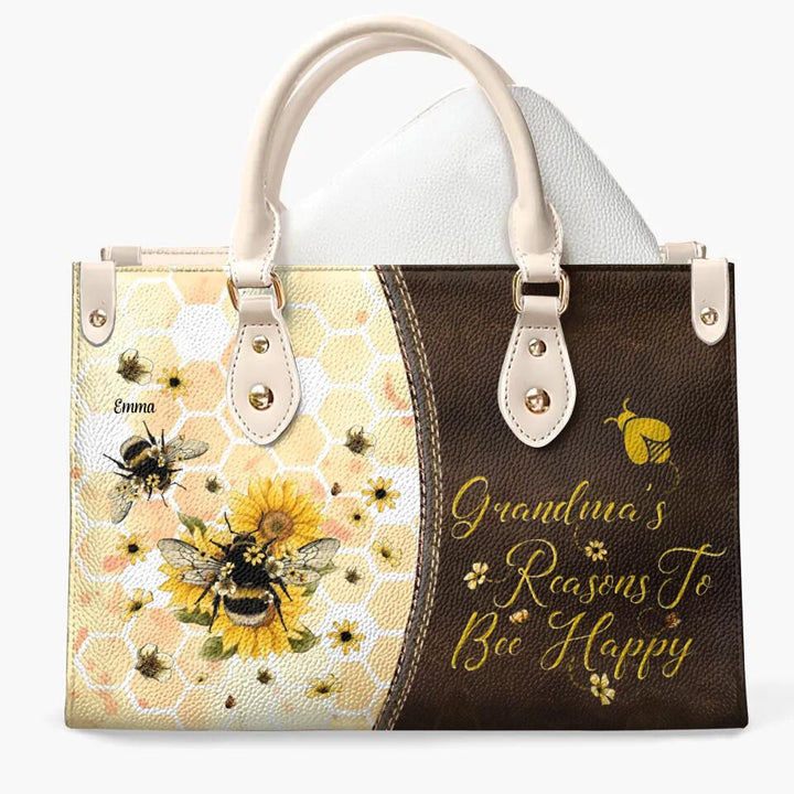 Personalized Leather Bag - Gift For Grandma - Reasons To Bee Happy ARND018