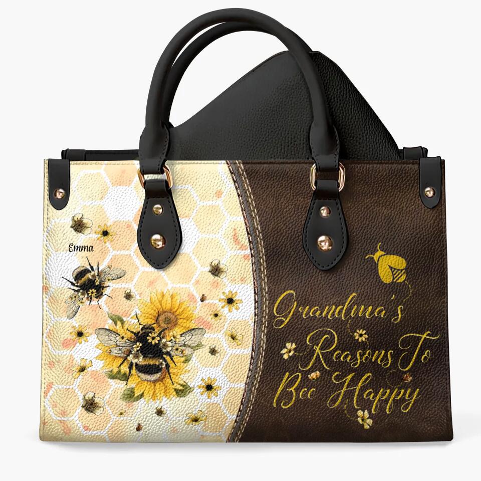 Personalized Leather Bag - Gift For Grandma - Reasons To Bee Happy ARND018