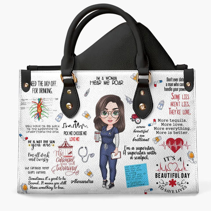 Personalized Leather Bag - Gift For Nurse - Scrub Life ARND018