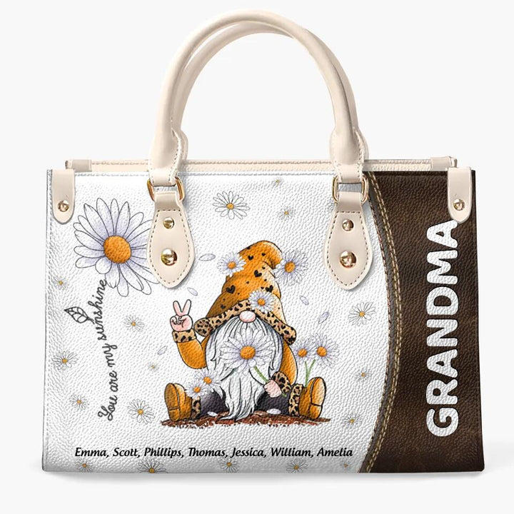 Personalized Leather Bag - Gift For Grandma - You Are My Sunshine Daisy ARND0014