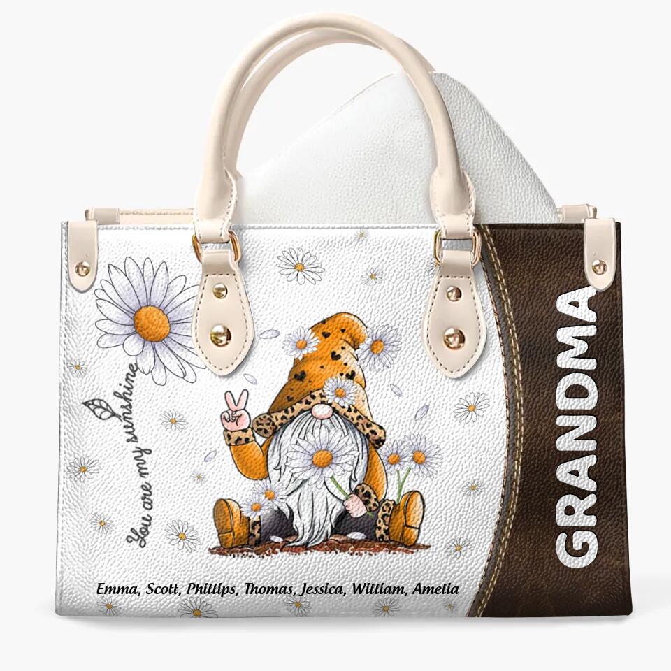 Personalized Leather Bag - Gift For Grandma - You Are My Sunshine Daisy ARND0014
