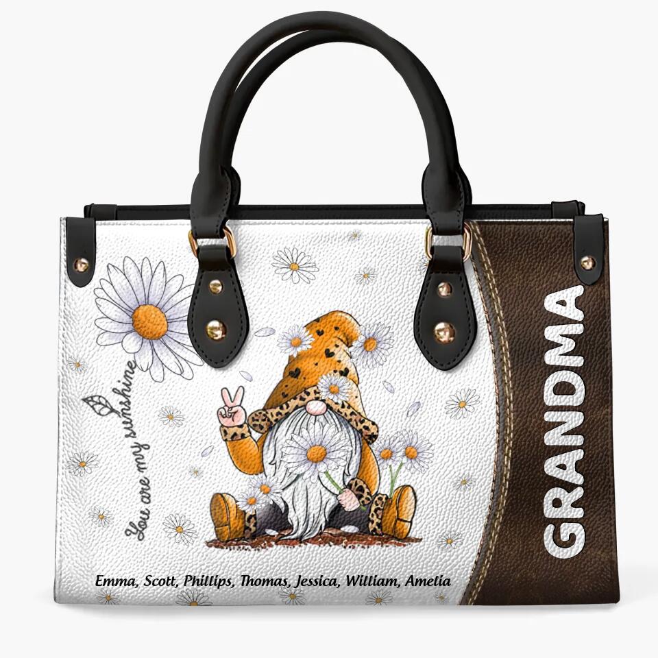 Personalized Leather Bag - Gift For Grandma - You Are My Sunshine Daisy ARND0014