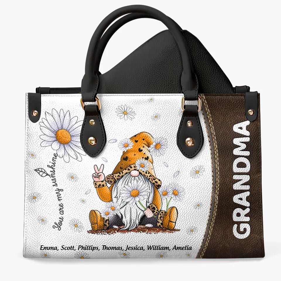 Personalized Leather Bag - Gift For Grandma - You Are My Sunshine Daisy ARND0014