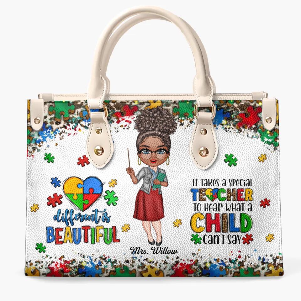 Personalized Leather Bag - Gift For AU Teacher - Different Is Beautiful ARND0014