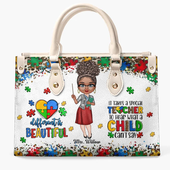 Personalized Leather Bag - Gift For AU Teacher - Different Is Beautiful ARND0014