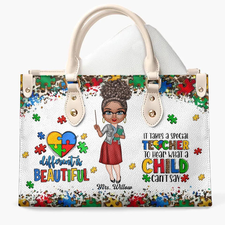 Personalized Leather Bag - Gift For AU Teacher - Different Is Beautiful ARND0014