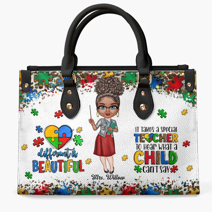 Personalized Leather Bag - Gift For AU Teacher - Different Is Beautiful ARND0014