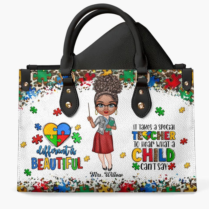 Personalized Leather Bag - Gift For AU Teacher - Different Is Beautiful ARND0014
