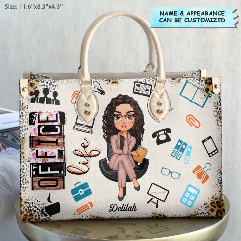 Personalized Leather Bag - Gift For Office Staff - Office Staff Leopard ARND018