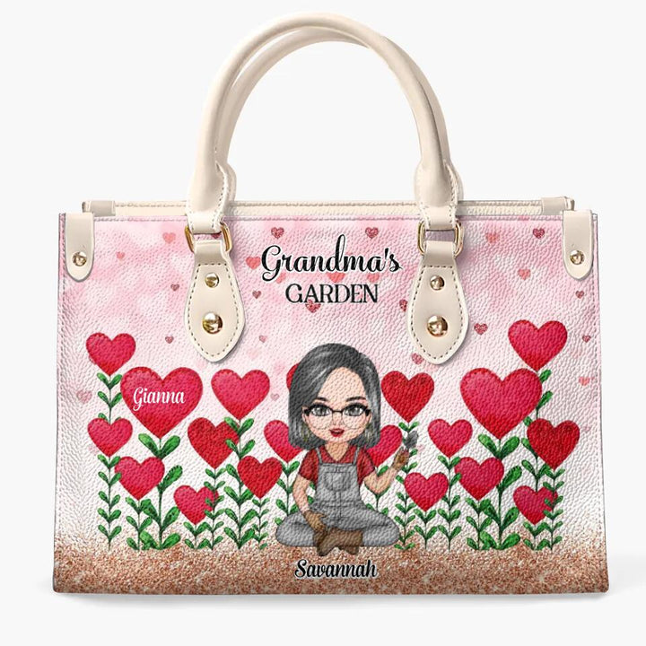 Personalized Leather Bag - Gift For Grandma - Grandma's Garden Loads Of Sweet Heart Kids ARND037