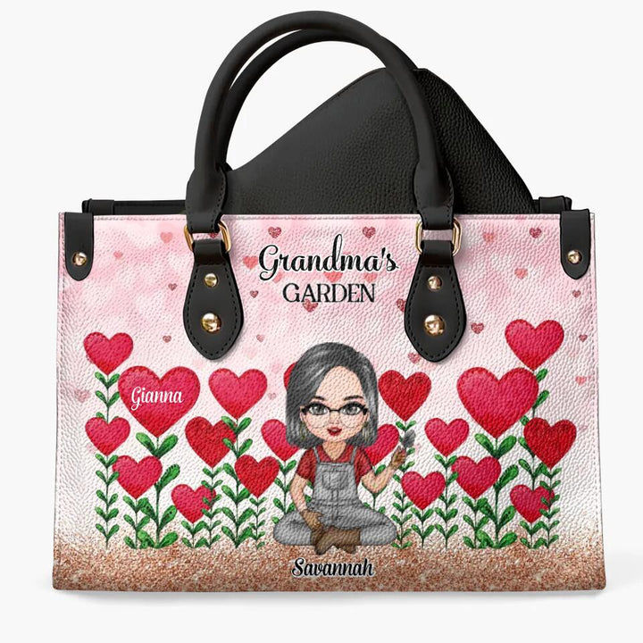 Personalized Leather Bag - Gift For Grandma - Grandma's Garden Loads Of Sweet Heart Kids ARND037