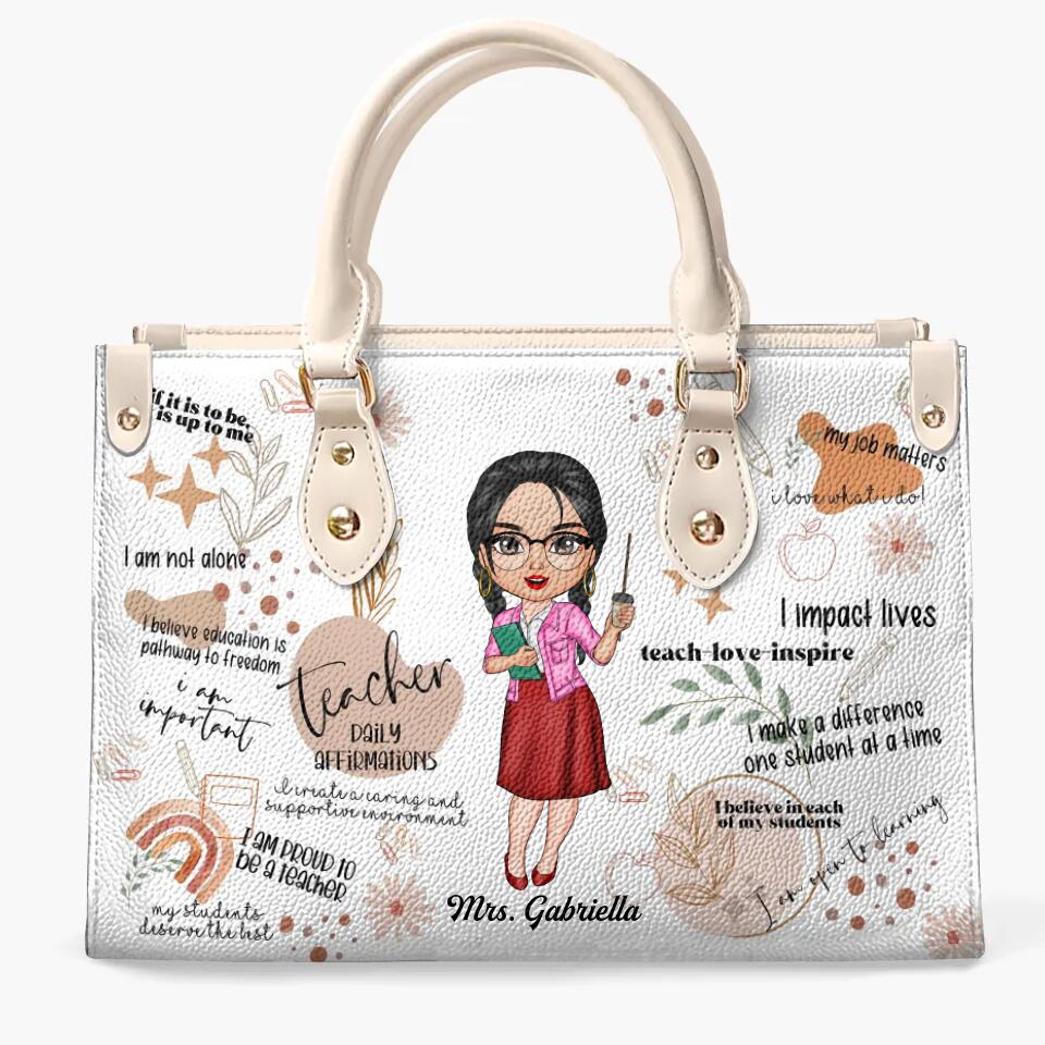 Personalized Leather Bag - Gift For Teacher - Teacher Daily Affirmation ARND018