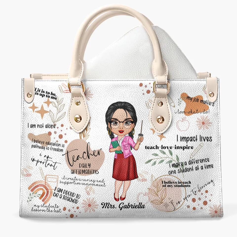 Personalized Leather Bag - Gift For Teacher - Teacher Daily Affirmation ARND018