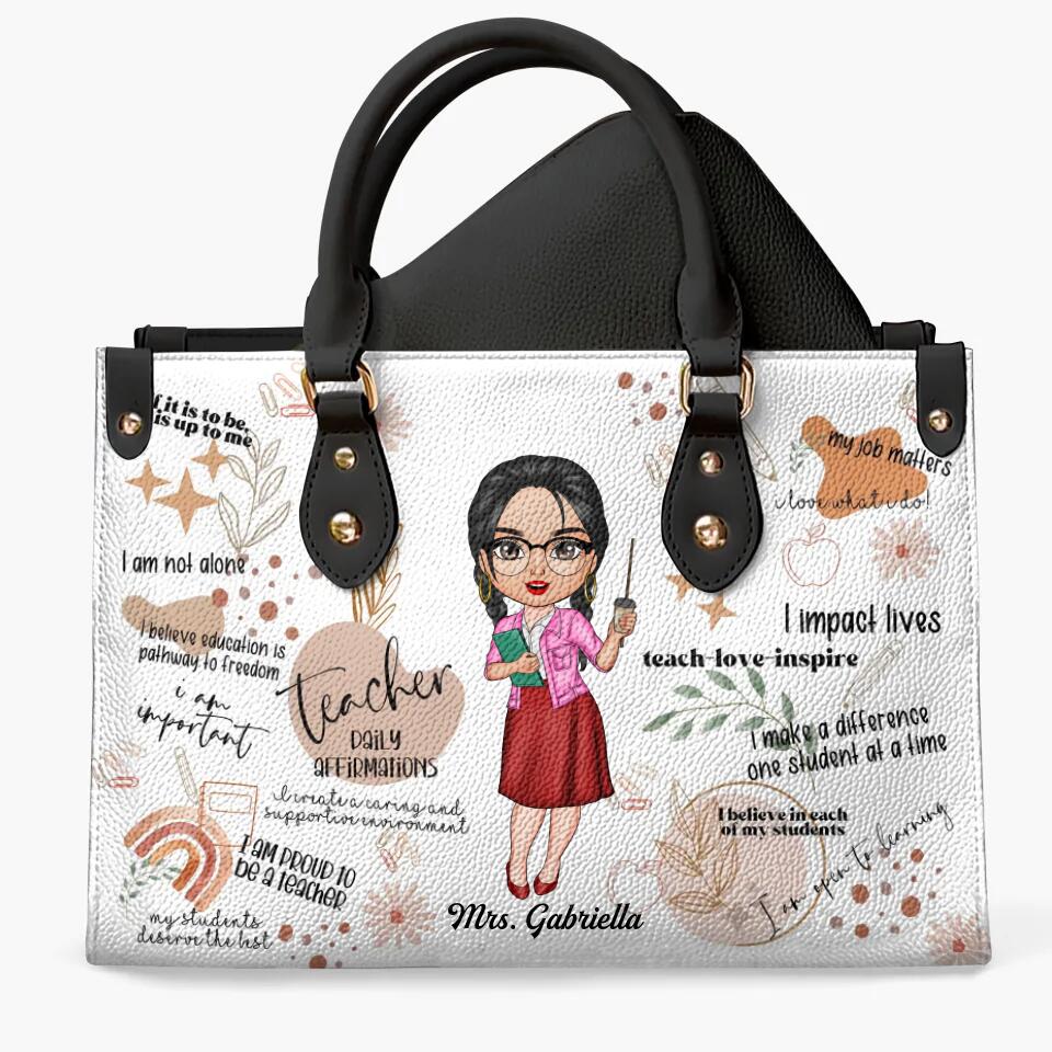 Personalized Leather Bag - Gift For Teacher - Teacher Daily Affirmation ARND018