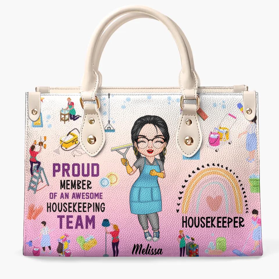Personalized Leather Bag - Gift For EVS - Proud Member Of An Awesome Housekeeping Team ARND0014
