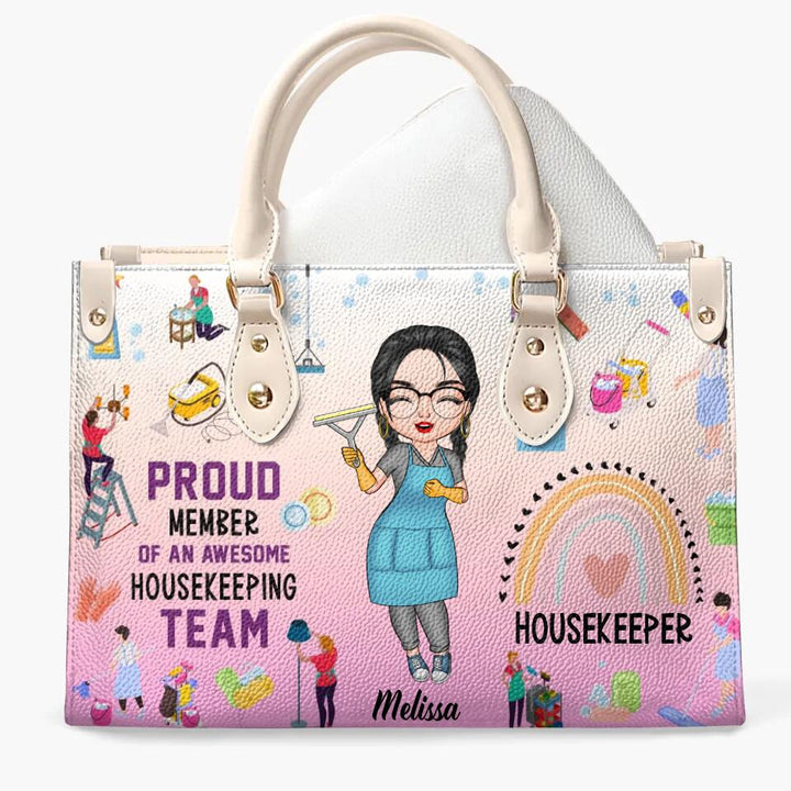 Personalized Leather Bag - Gift For EVS - Proud Member Of An Awesome Housekeeping Team ARND0014