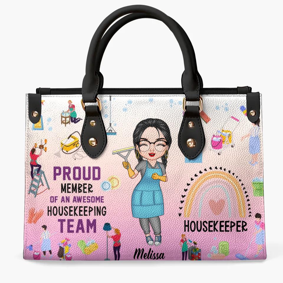 Personalized Leather Bag - Gift For EVS - Proud Member Of An Awesome Housekeeping Team ARND0014